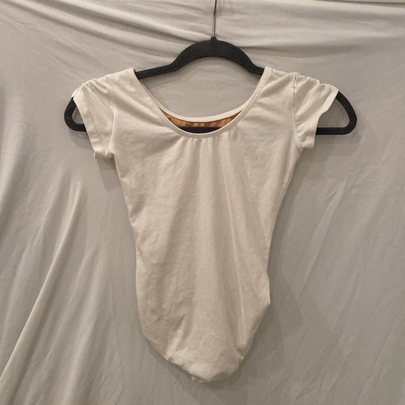 Motionwear Leotard white cap sleeve leotard Large child 12/14 - Picture 4 of 5